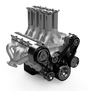 Chevy small block 1/24 byggesæt – visning af samlede og enkelte dele