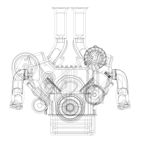 Chevy small block 1/24 byggesæt – visning af samlede og enkelte dele
