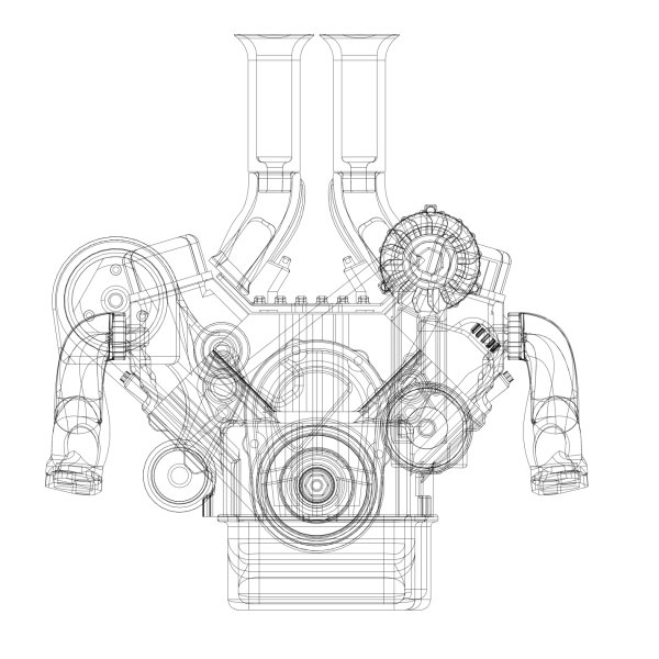 Chevy small block 1/24 byggesæt – visning af samlede og enkelte dele